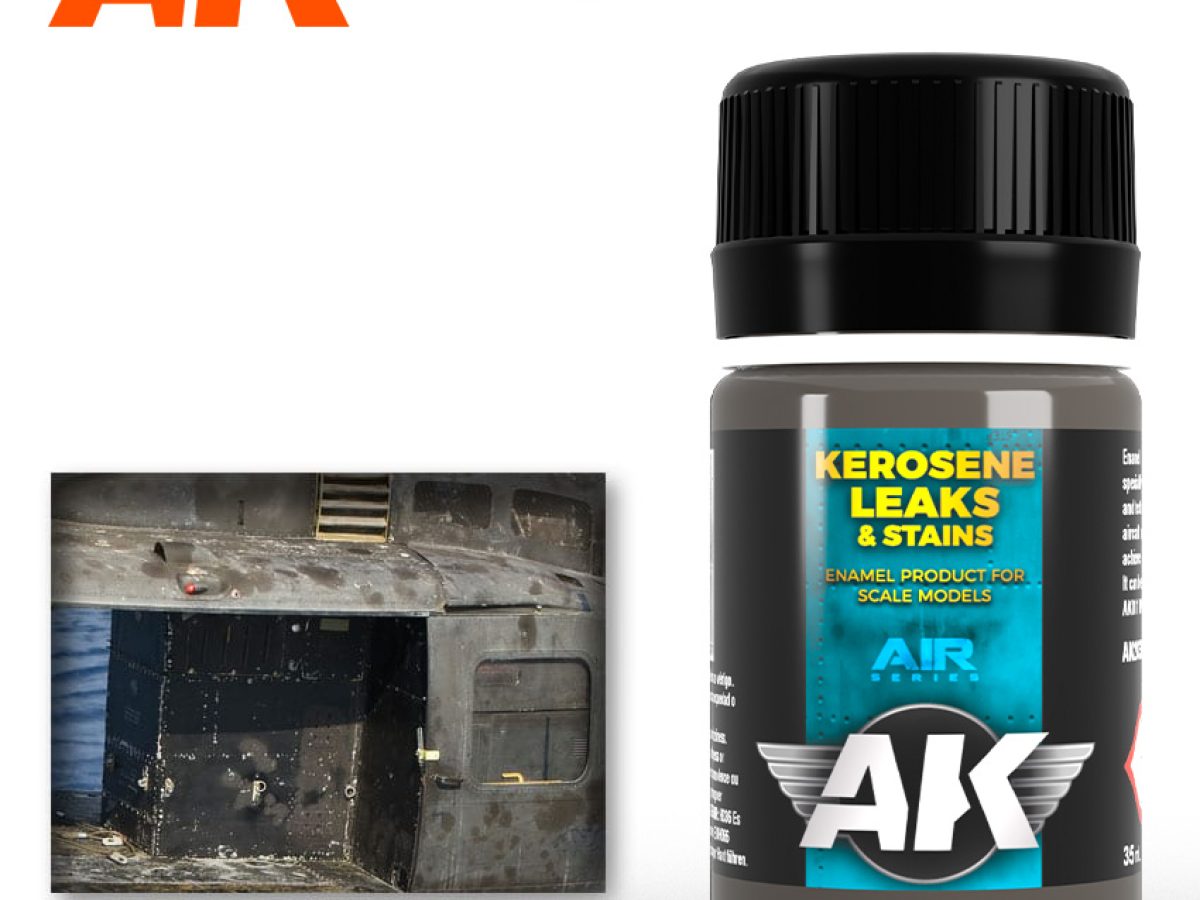 AK Interactive: Air Series: Kerosene Leaks & Stains Kerosene Enamel Wash  35ml Bottle