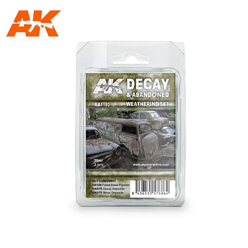AK Interactive AK4180 DECAY & ABANDONED WEATHERING SET 3 Jars 
