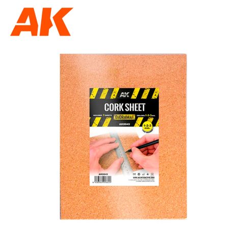 AK8049 CORK SHEET (1x1-2-3mm) fine WEB