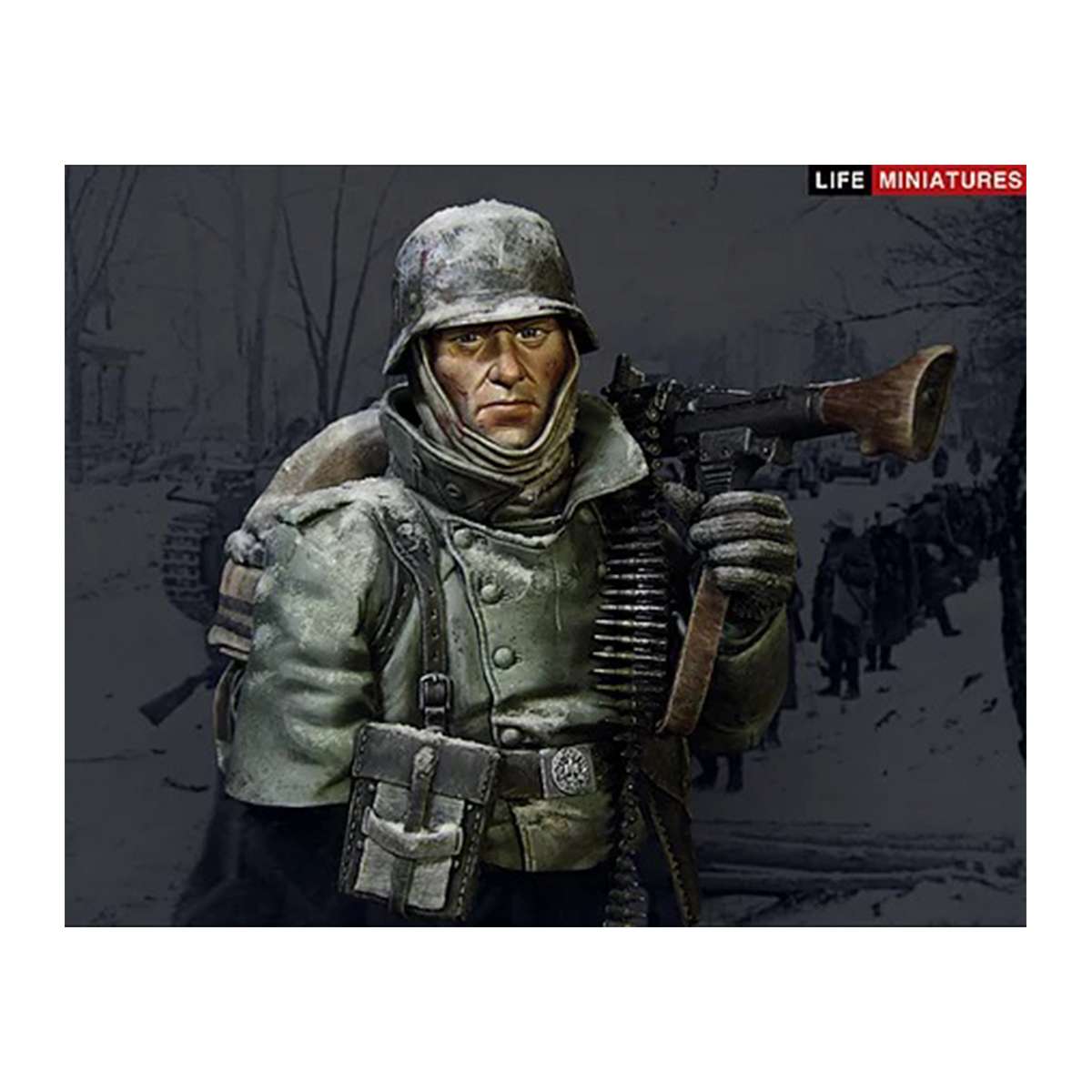Life Miniatures – Confronted with «General Winter» WW2 German MG34 Gunner, Outskirts of Moscow – 1/10 bust
