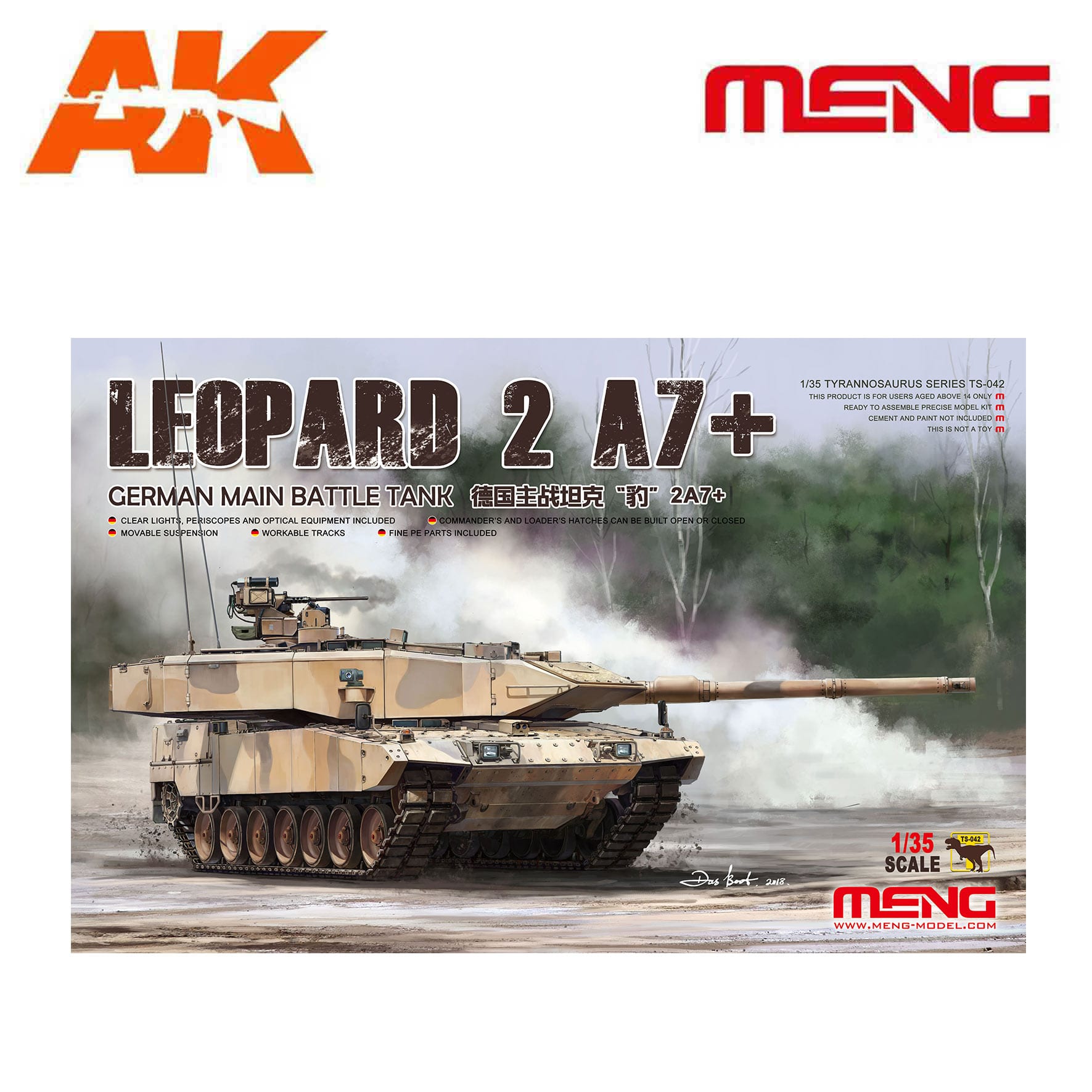 New 1/35 Scale German Army Leopard 2 A7 Main Battle Tank NATO Camouflage Model