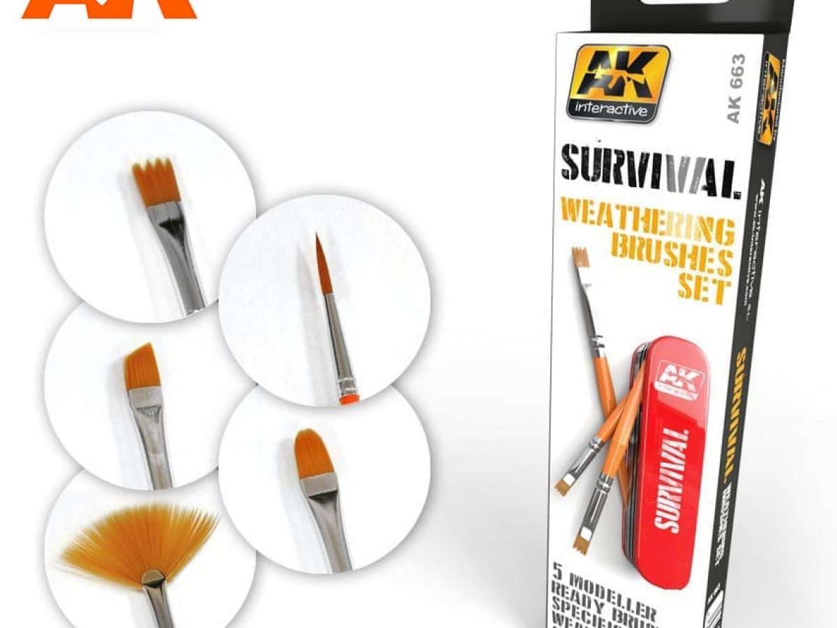 AK Interactive Survival Weathering Brush Set New 