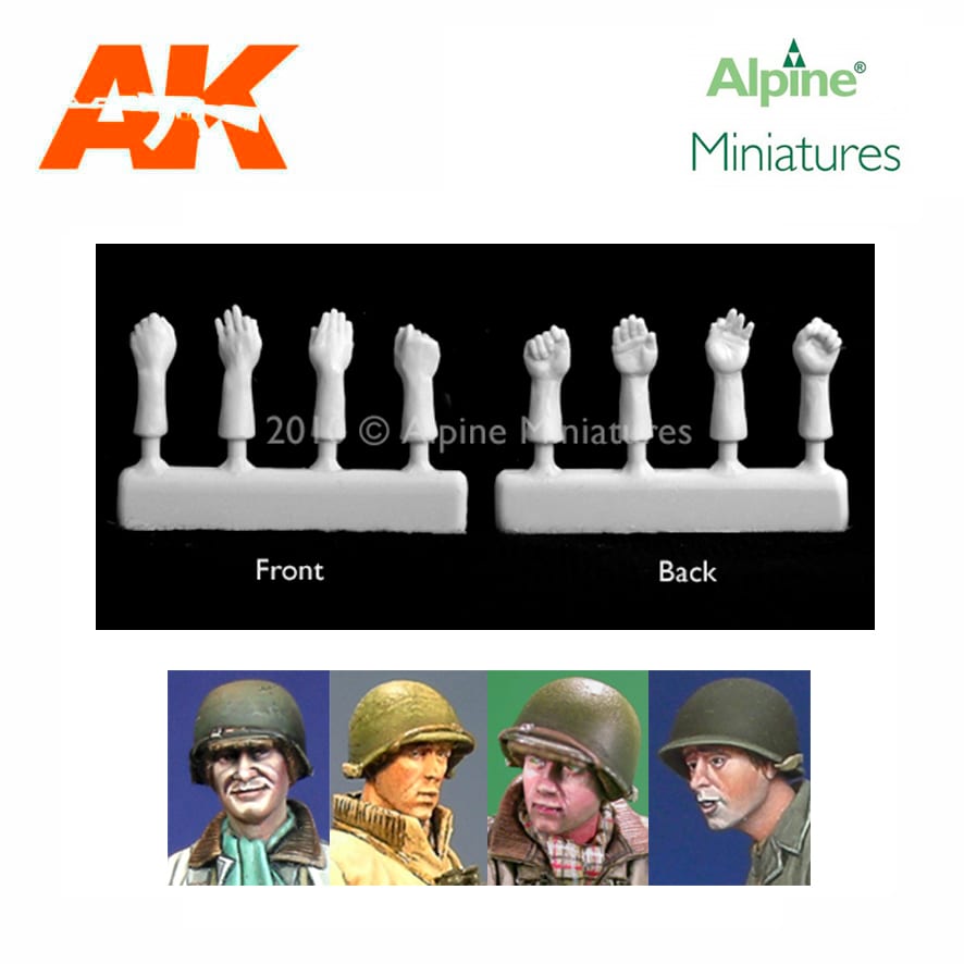 Alpine Miniatures – US Helmet Heads & Hands (1/35)