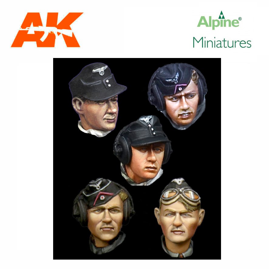 Alpine Miniatures – German Panzer Crew Head Set #2 (1/35)