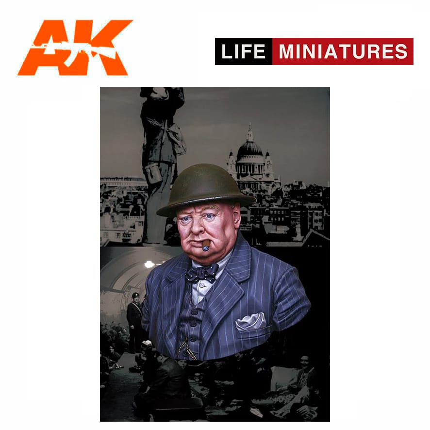 Life Miniatures Winston Churchill Never Surrender WW2 1/10th Bust Unpainted kit 