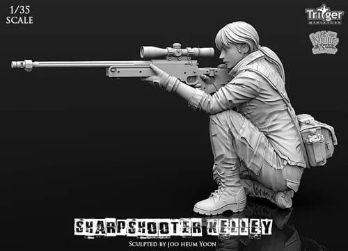 Sharpshooter Kelley Female Sniper Resin Soldier S9M4 1/35 50mm