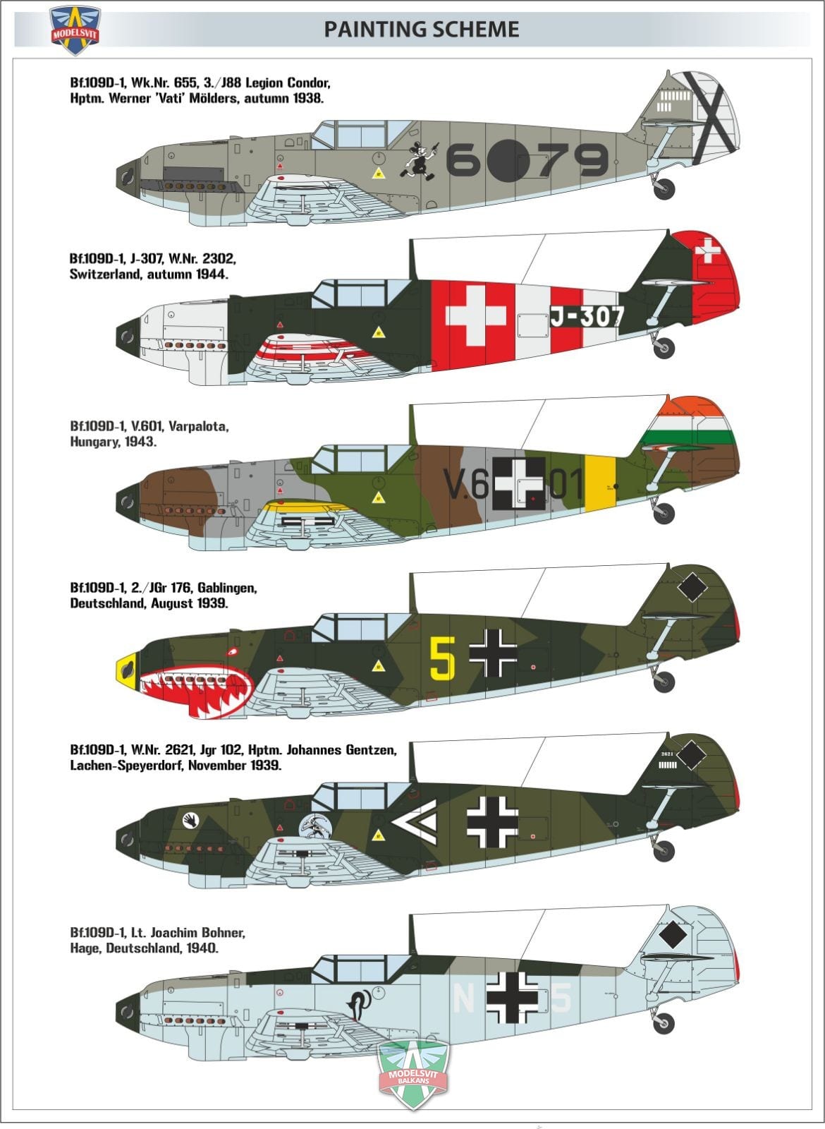 Modelsvit Models 1//48 MESSERSCHMITT Bf-109C-3 German WWII Fighter