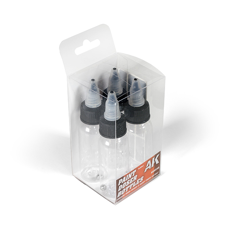AK-Interactive Paint Doser Empty Bottles 4x60ml For Model Paint Mixing & Storage