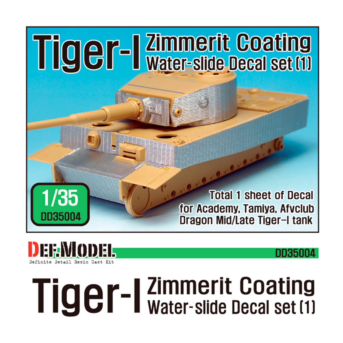 WWII Tiger-1 Mid/Late Zimmerit Decal set #1 (1/35)