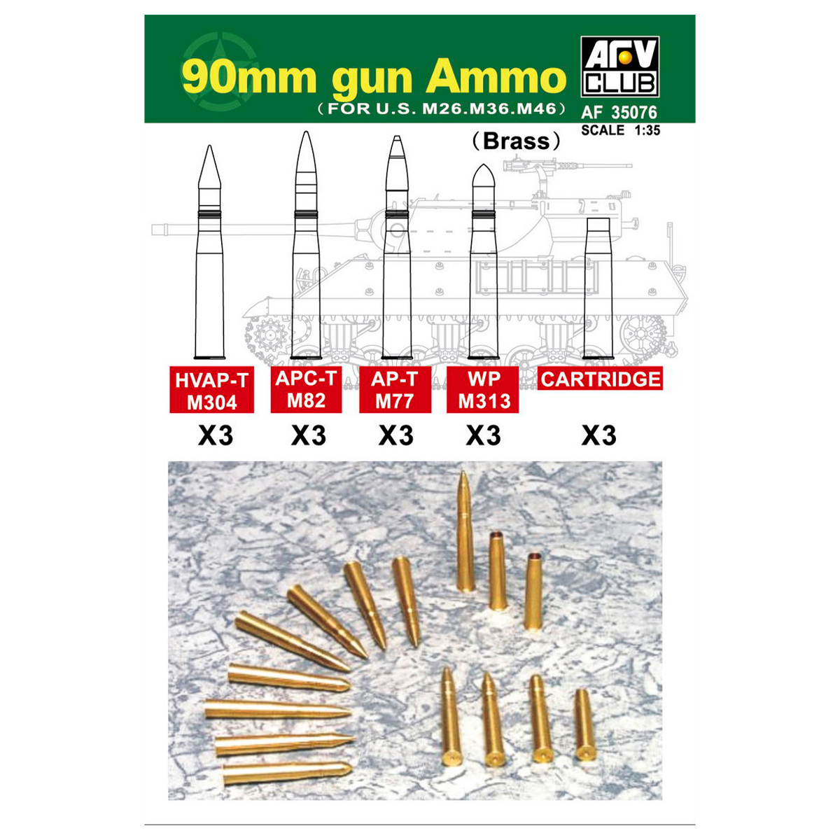 90mm GUN AMMO (FOR M36,M26) 1/35