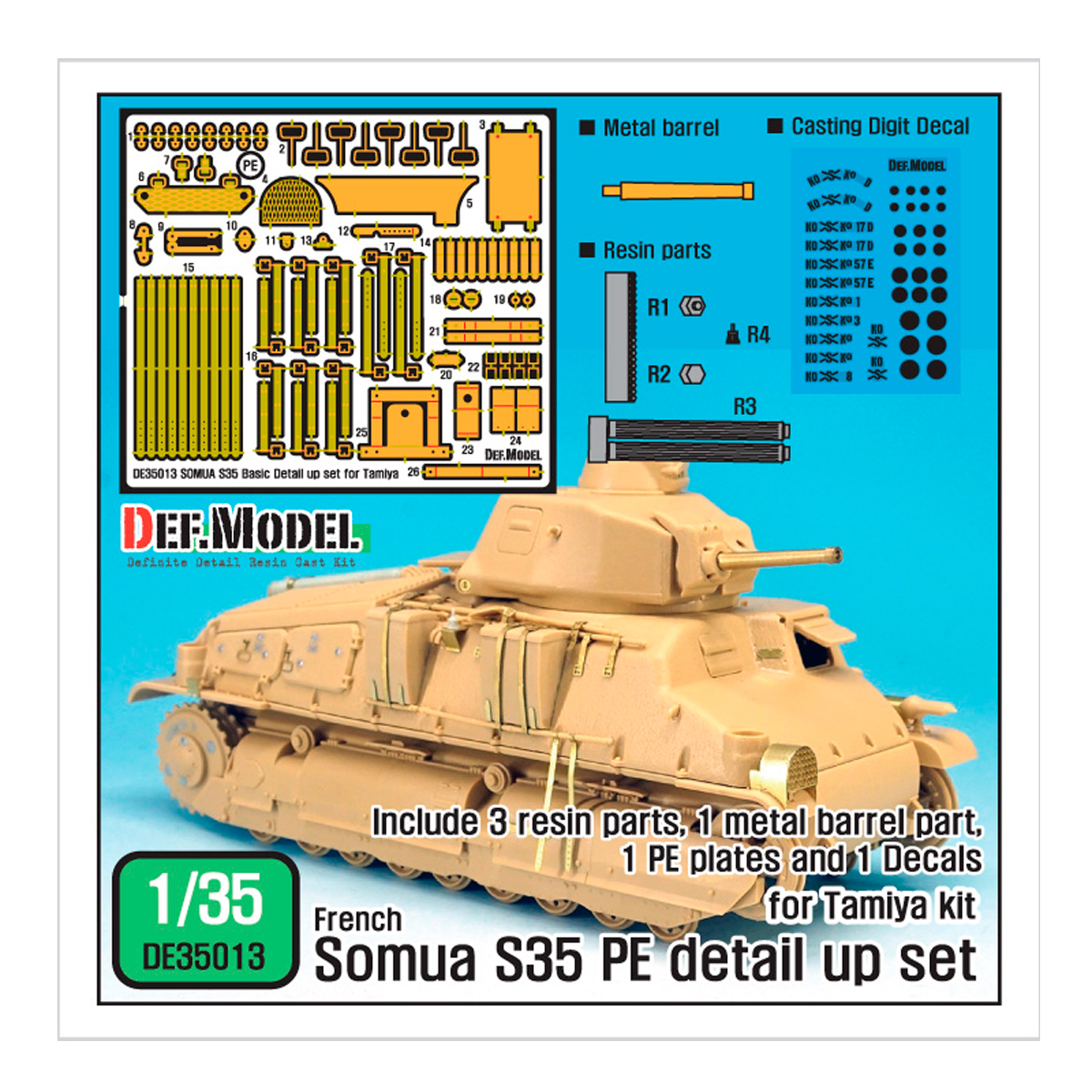 French Somua S35 PE basic detail up set (for Tamiya 1/35)