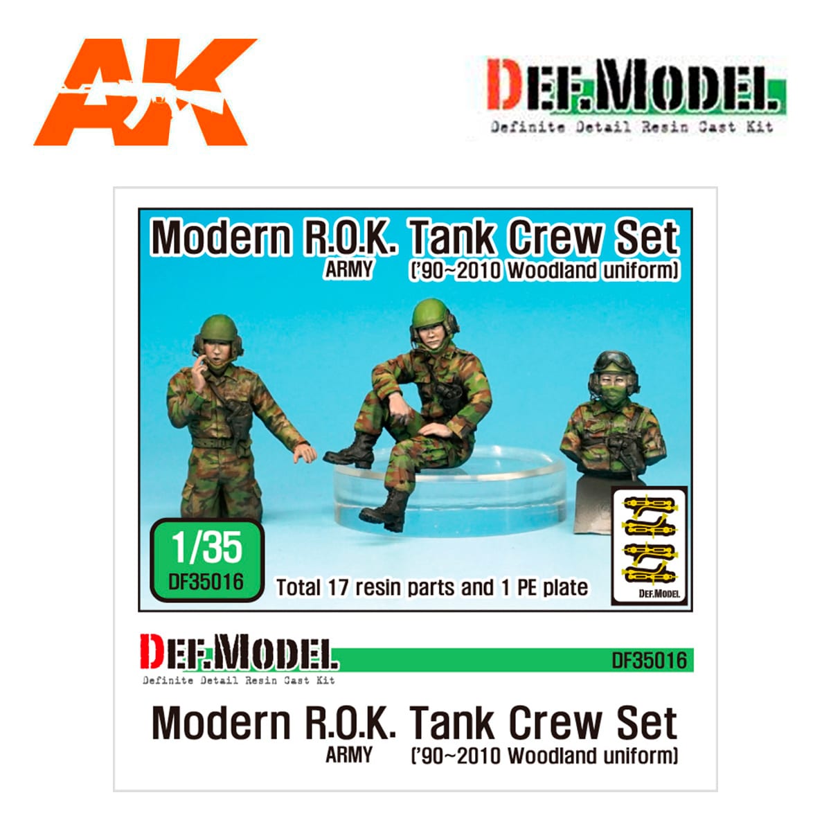 Modern ROK Army Tank Crew set 3 Figures (Woodland Uniform)