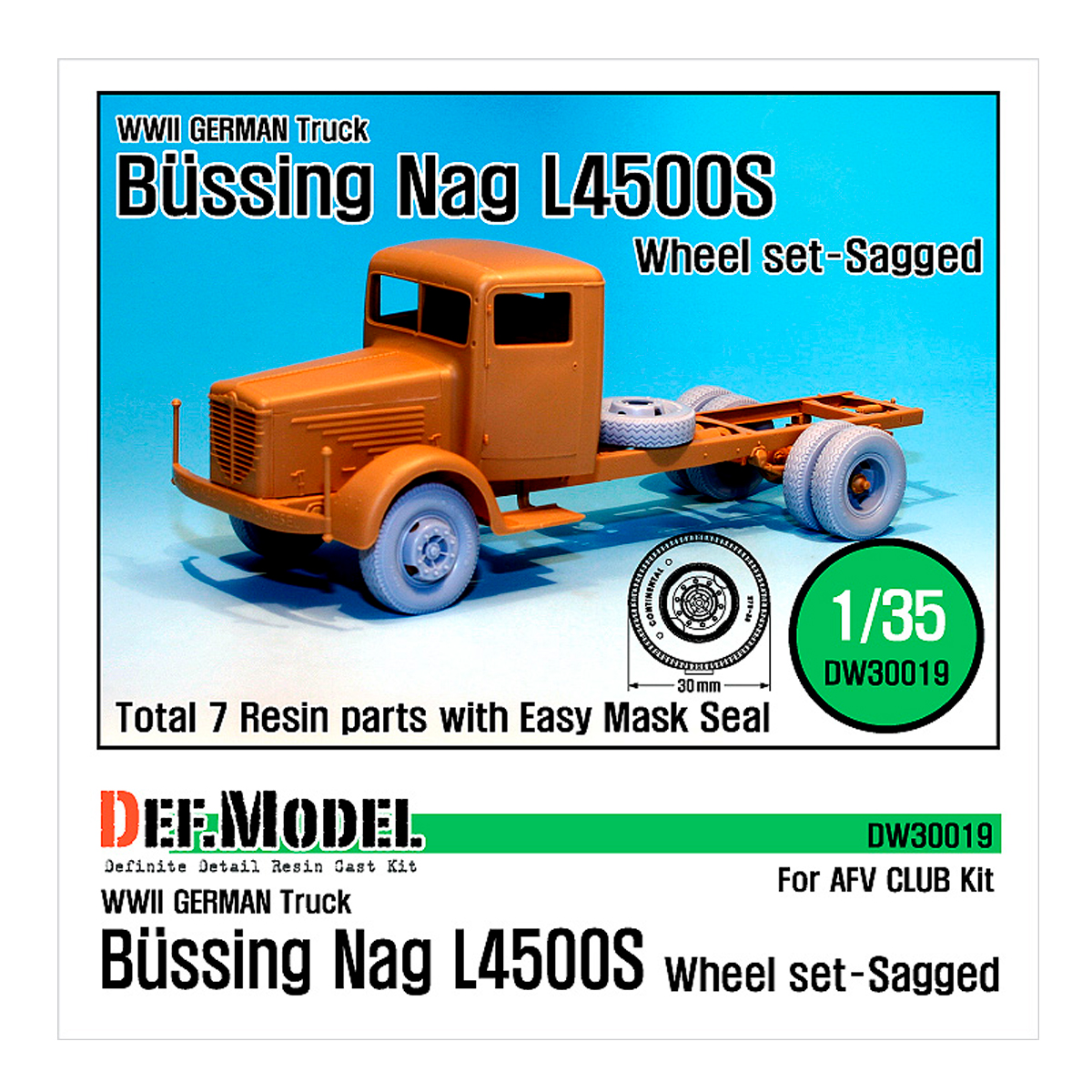 German Bussing-NAG L4500S Sagged Wheel set (for AFVclub 1/35)