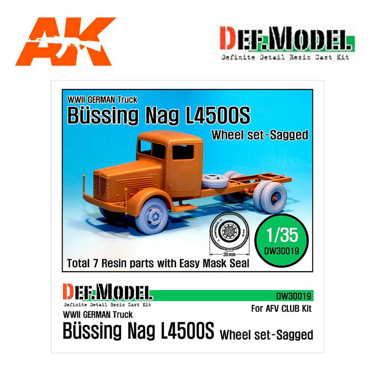 German Bussing-NAG L4500S Sagged Wheel set (for AFVclub 1/35)