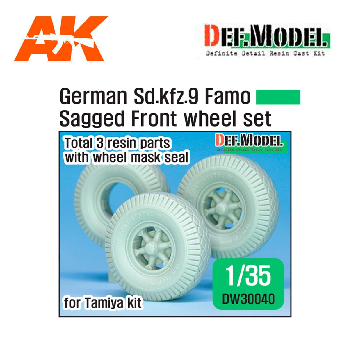 German Sd.Kfz.9 Famo Sagged front Wheel set ( for Tamiya 1/35)