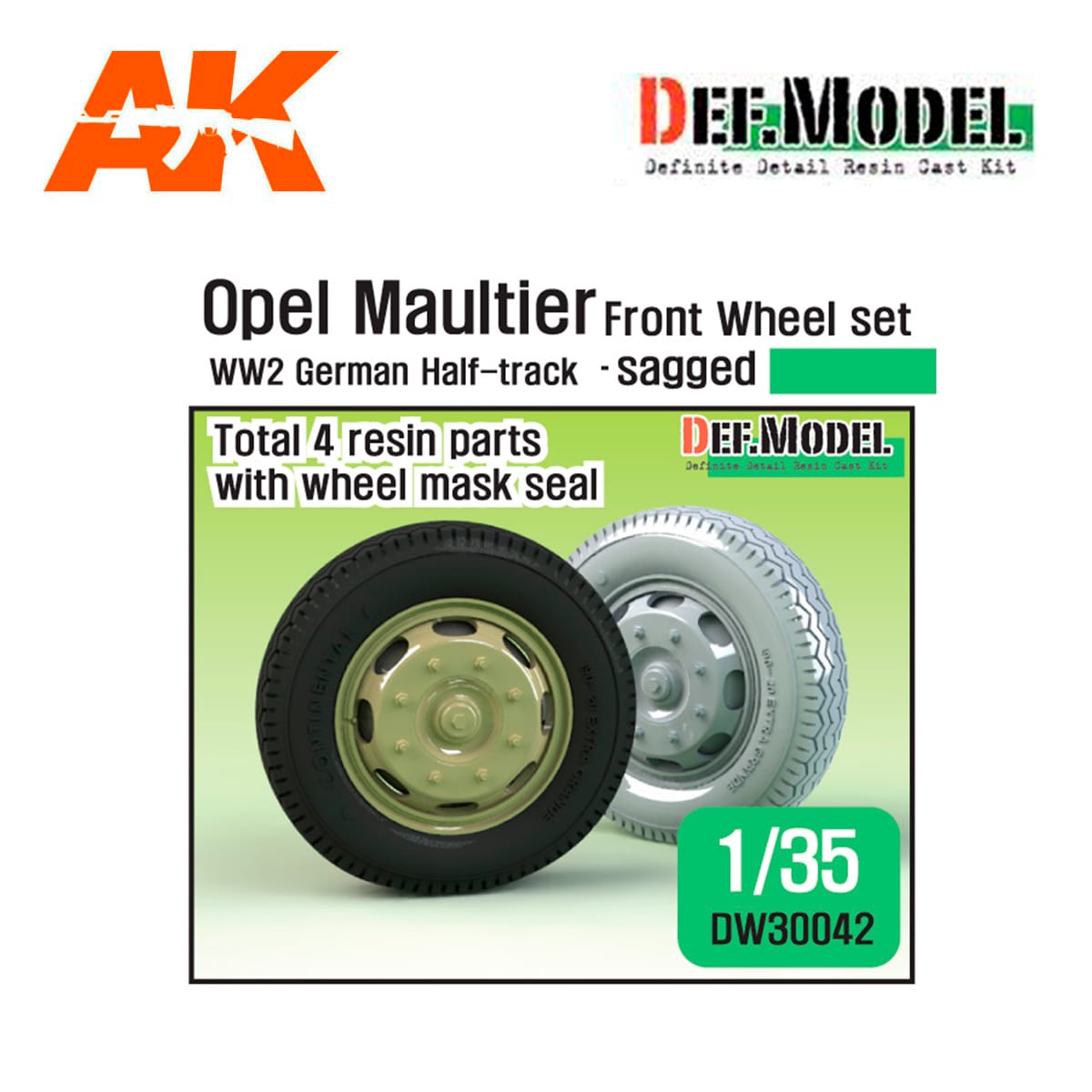 German Opel Maultier Sagged Front Wheel set ( for Dragon/Italeri 1/35)