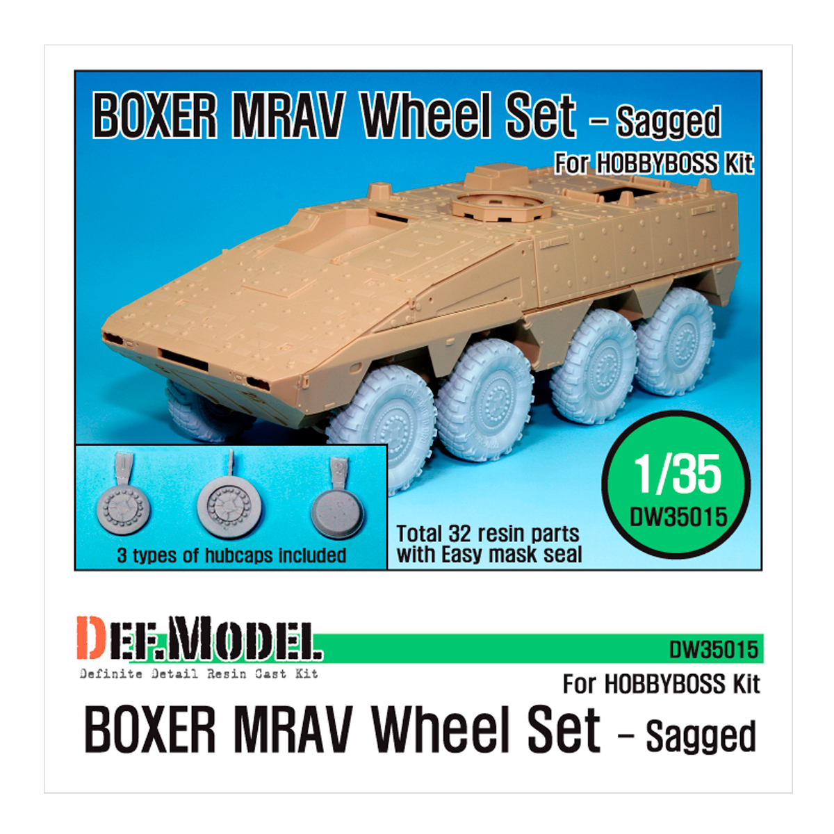 GTK Boxer MRAV Sagged Wheel set (for Hobbyboss 1/35)