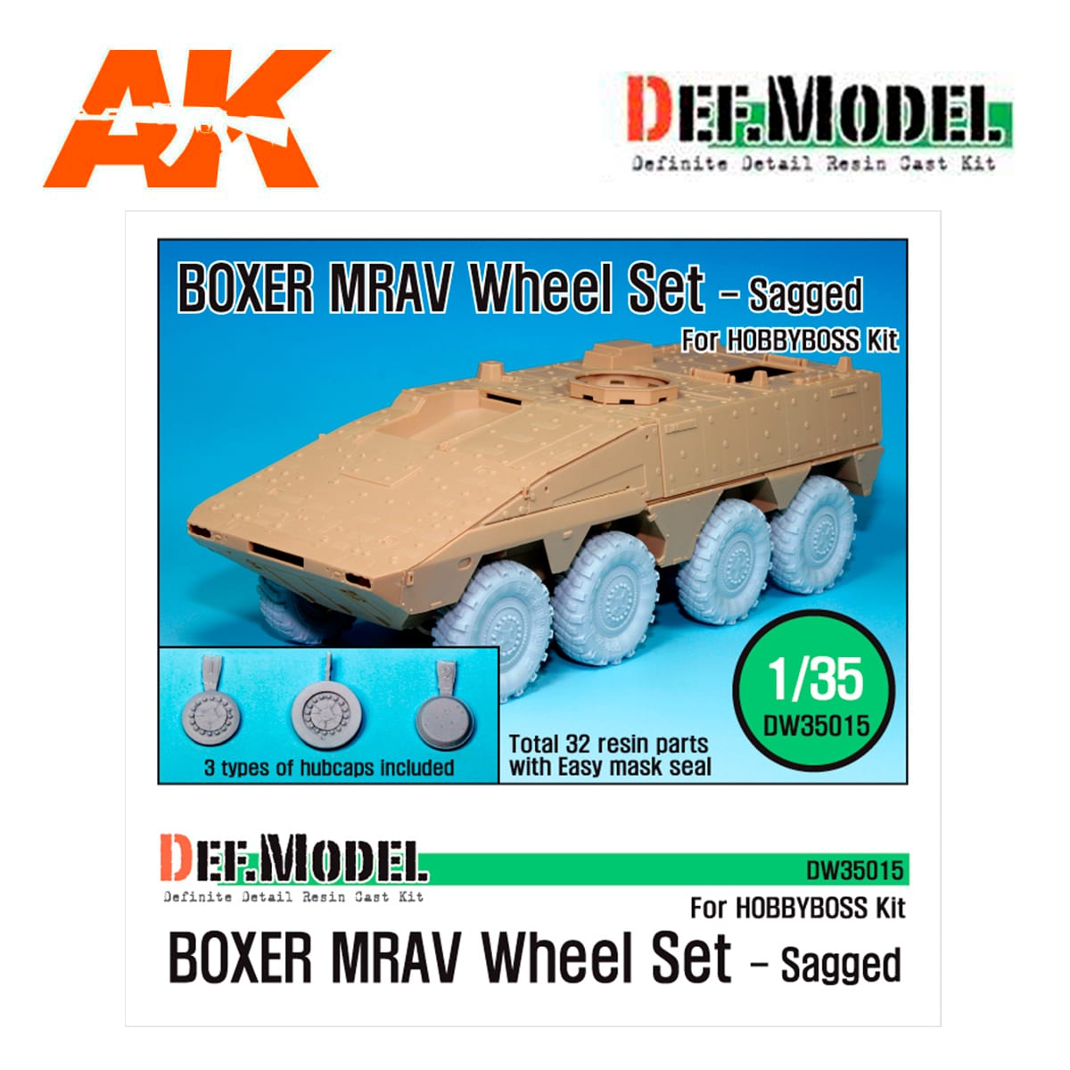 GTK Boxer MRAV Sagged Wheel set (for Hobbyboss 1/35)