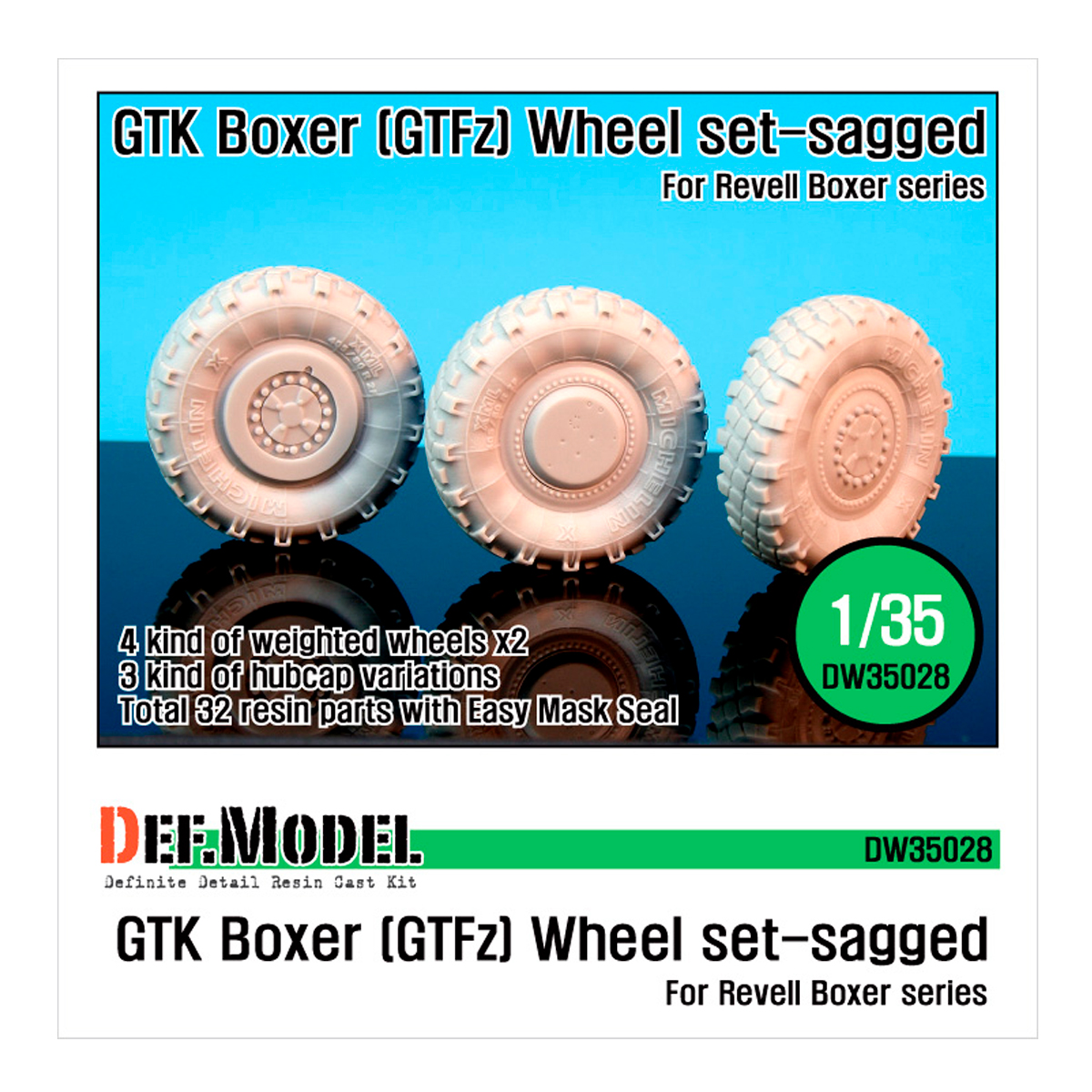 GTK Boxer (GTFz) Sagged Wheel set (for Revell 1/35)