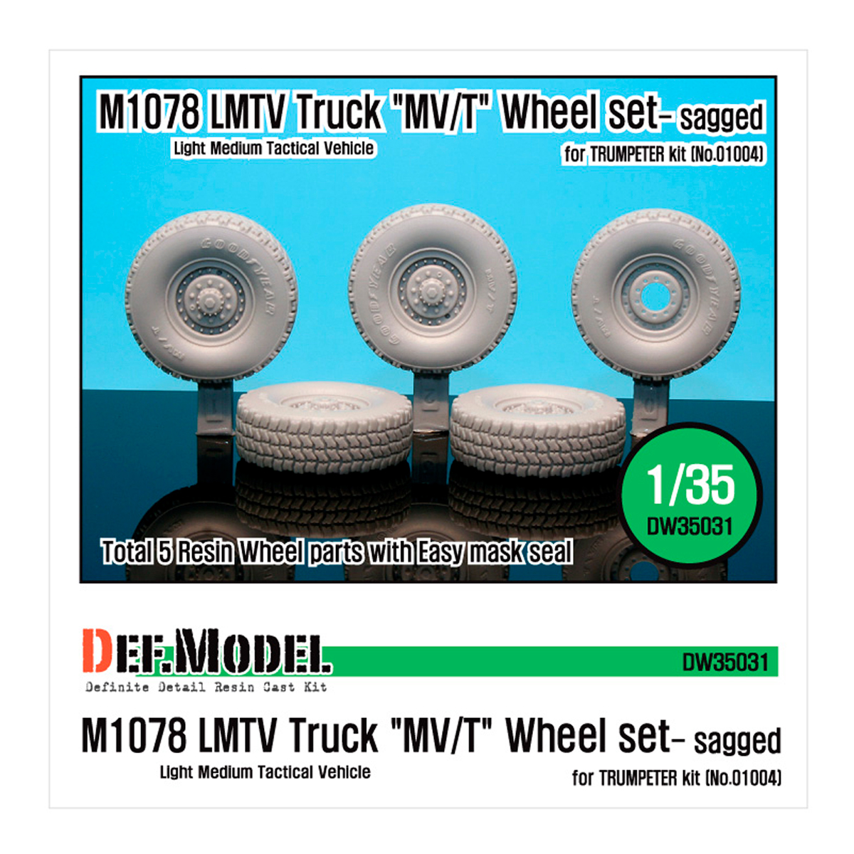 M1078 LMTV Truck «MV/T» Sagged Wheel set (for Trumpeter 1/35)
