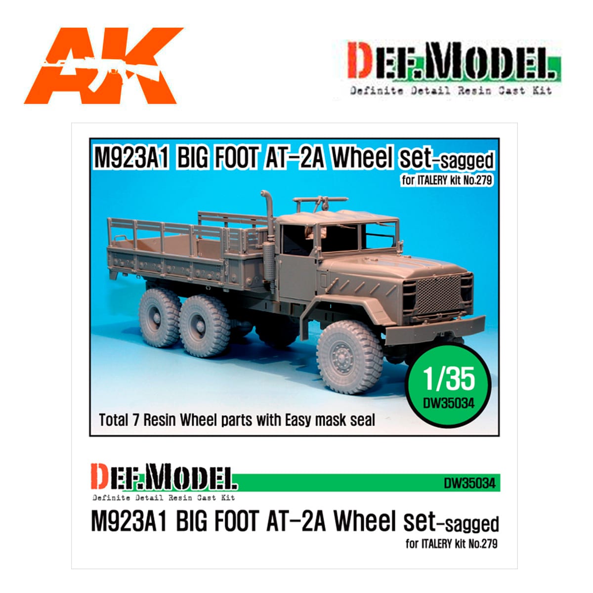M923A1 BIG FOOT Truck GY AT-2A Sagged Wheel set (for Italeri 1/35)