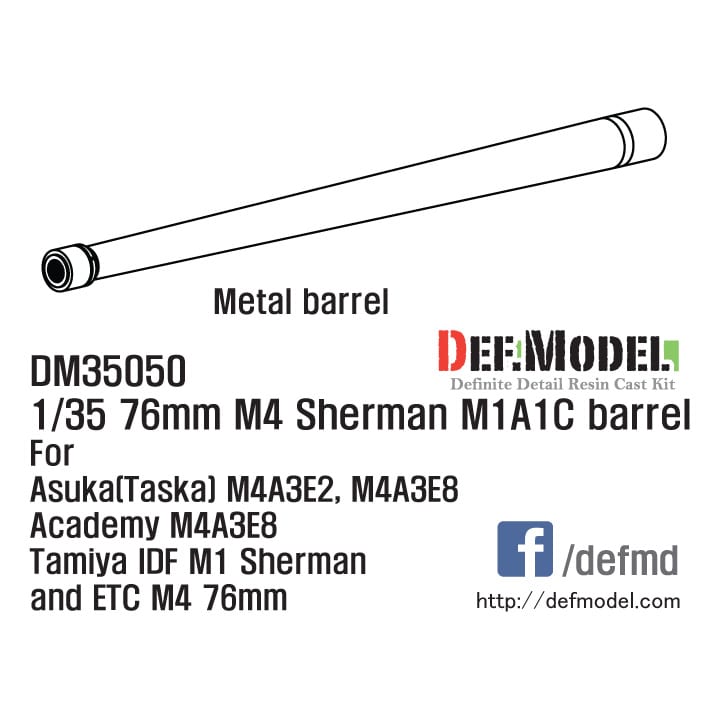 35B10 échelle 1:35 GR Metal Barrel 76.2 mm M1A2 Sherman M4 