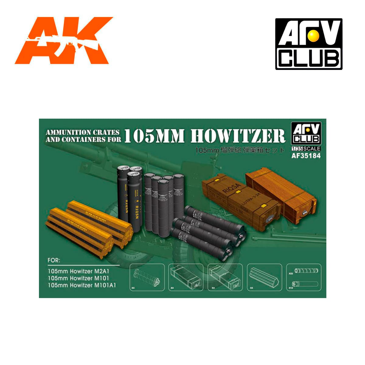 AMMUNITION CRATES AND CONTAINERS FOR 105mm HOWITZER(M101/M101A1/M2A1) 1/35