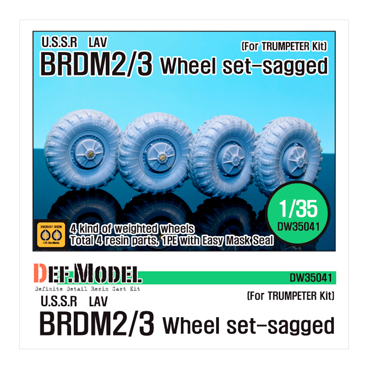 BRDM-2 Sagged Wheel set (for Trumpeter 1/35)