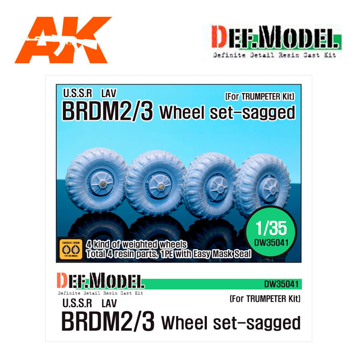 BRDM-2 Sagged Wheel set (for Trumpeter 1/35)