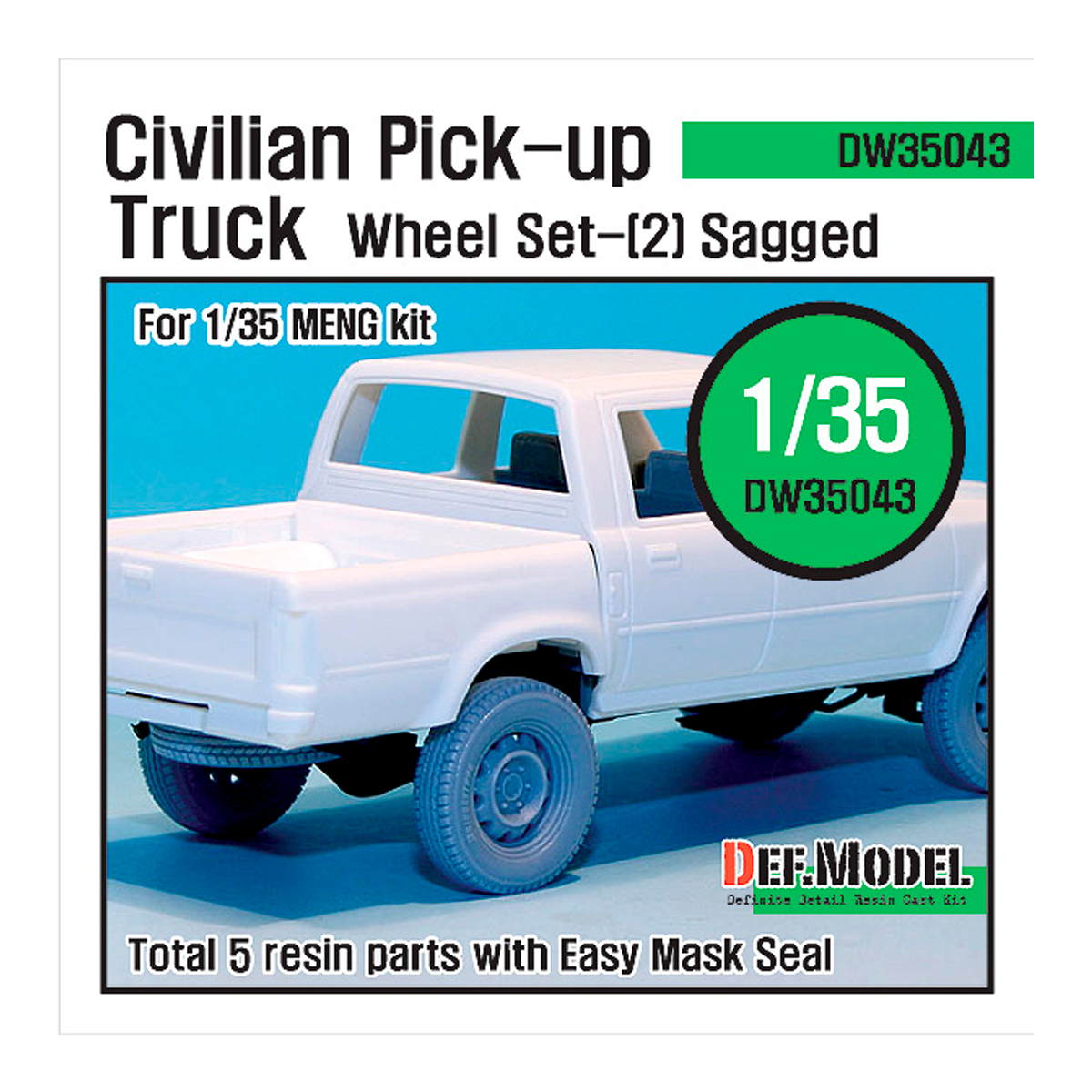 Civilian Pick up Truck Sagged wheel set 2 (for Meng 1/35)