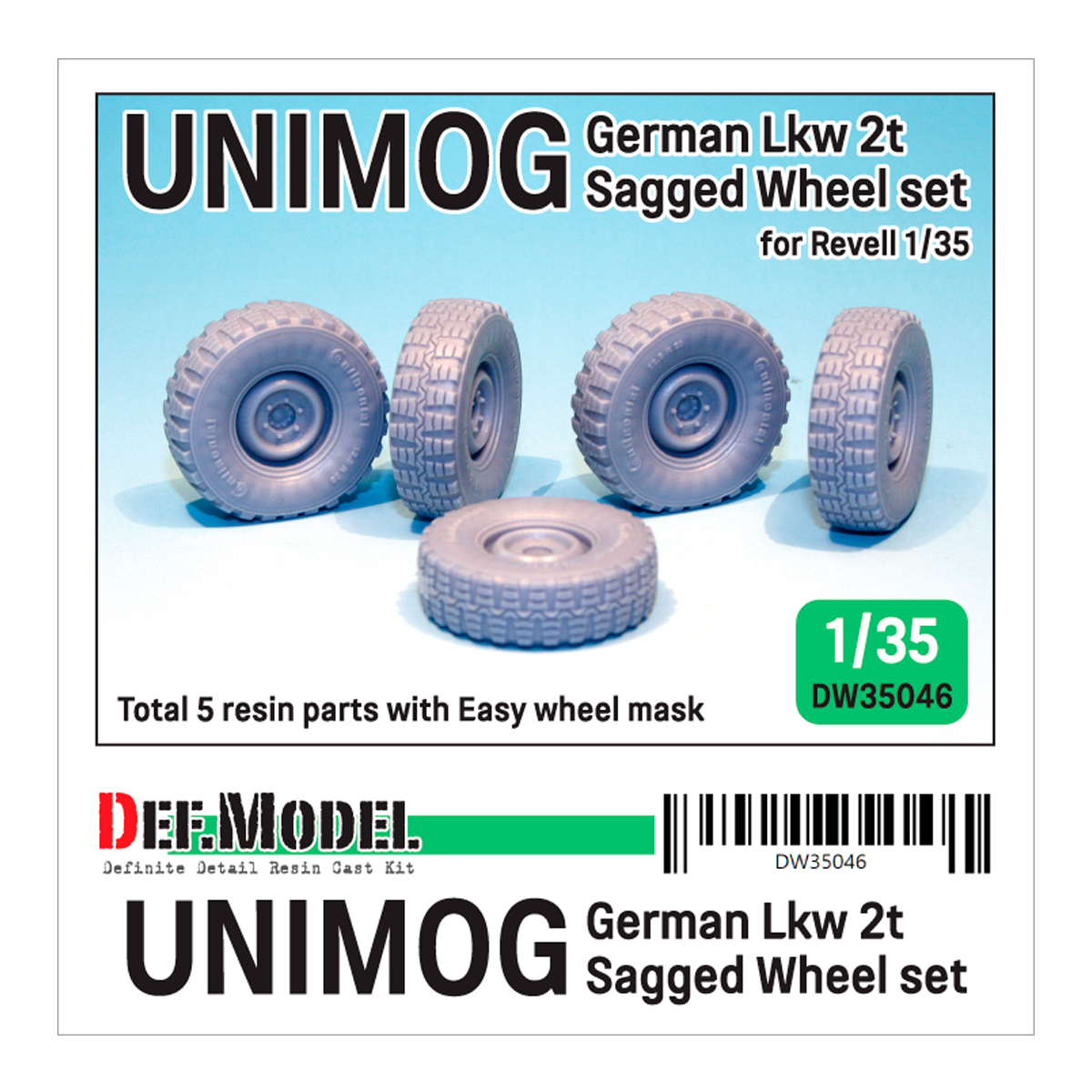 German UNIMOG Lkw 2t Sagged Wheel set (for Revell 1/35)