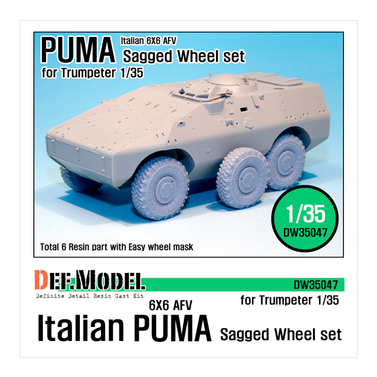 Italian PUMA 6X6 AFV Sagged Wheel set (for Trumpeter 1/35)