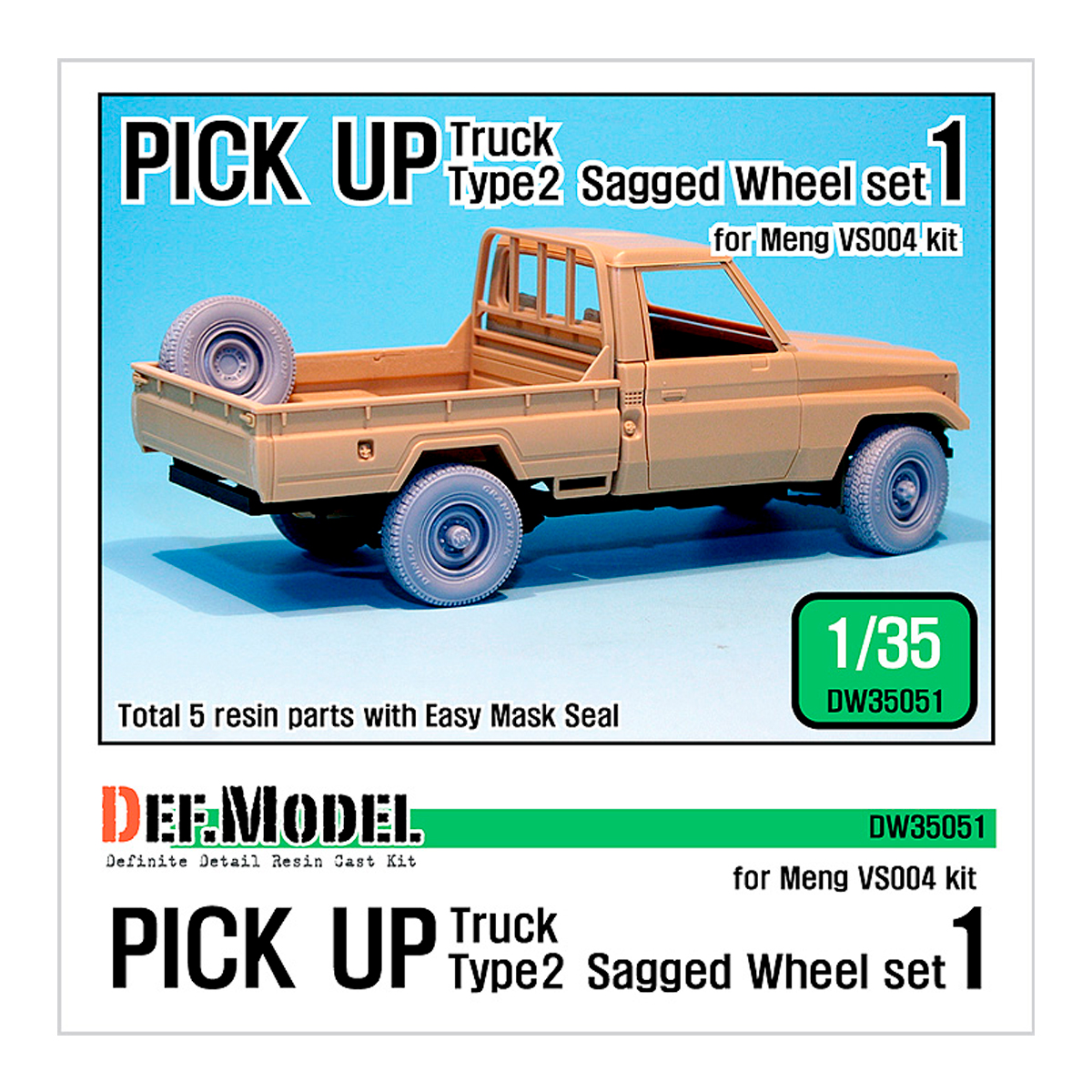 Pick up truck Type 2 Sagged Wheel set 1 (for Meng VS004 1/35)