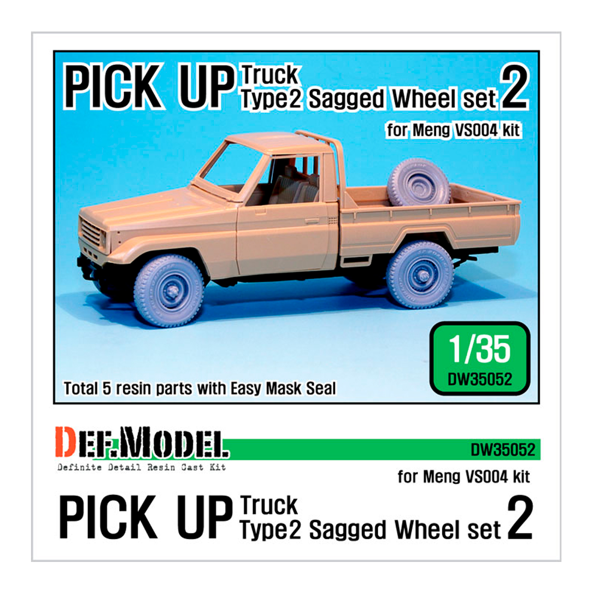 Pick up truck Type 2 Sagged Wheel set 2 (for Meng VS004 1/35)