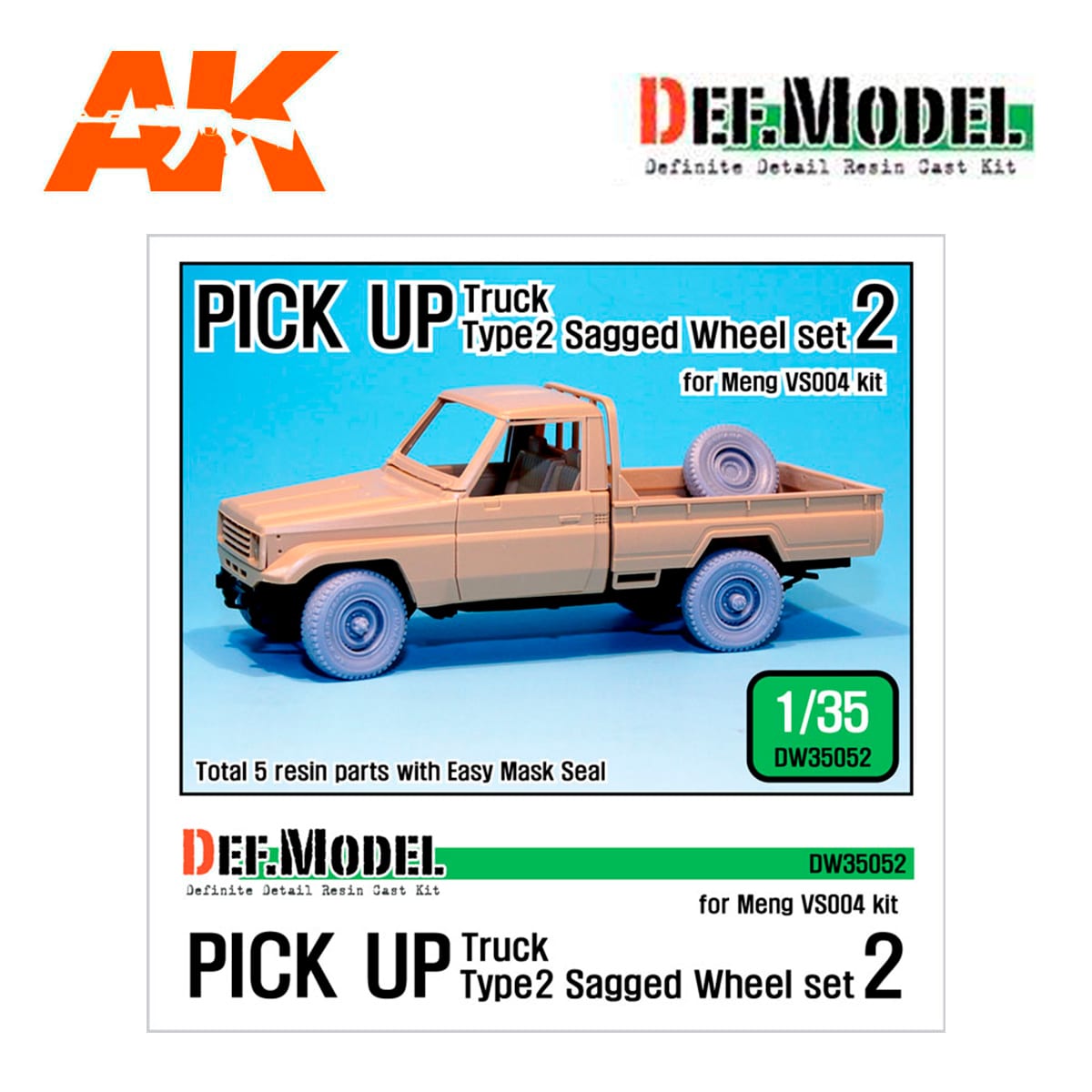Pick up truck Type 2 Sagged Wheel set 2 (for Meng VS004 1/35)