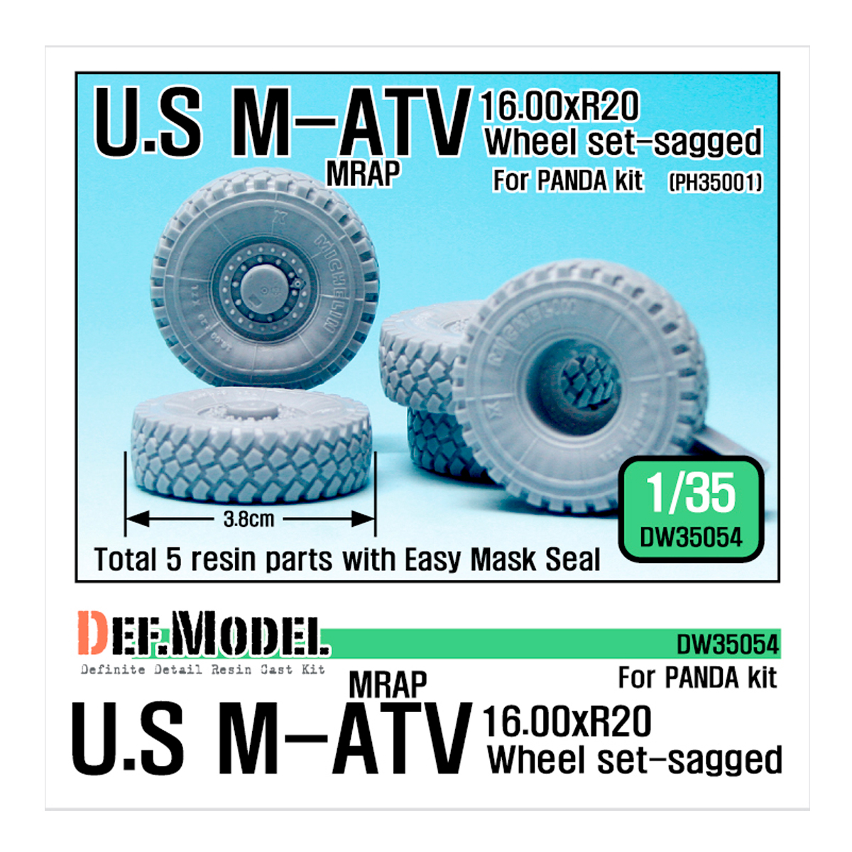 US Army M-ATV ‘Big’ Sagged Wheel set (for Panda 1/35)