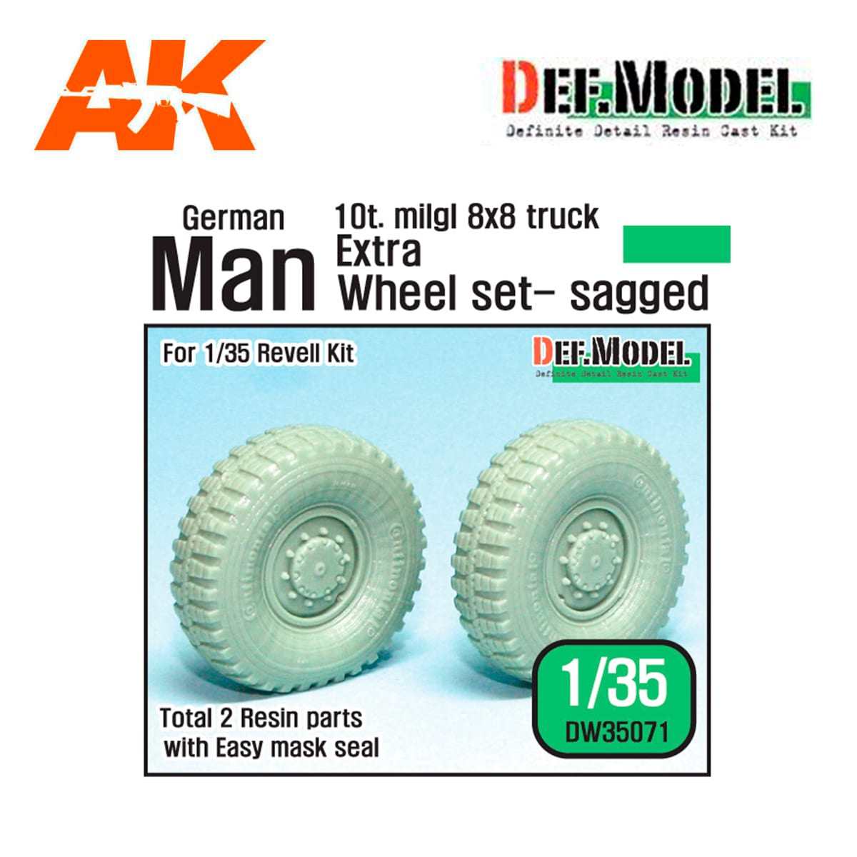 German Man milgl Truck Extra 2ea Sagged Wheel set (for Revell Man 10t 1/35)