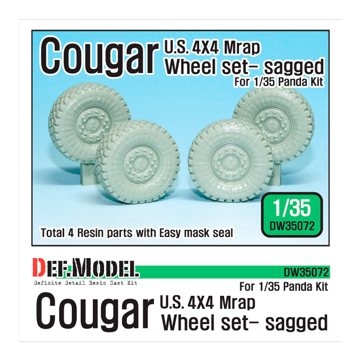 US Cougar 4X4 MRAP Sagged Wheel set (for Panda 1/35)