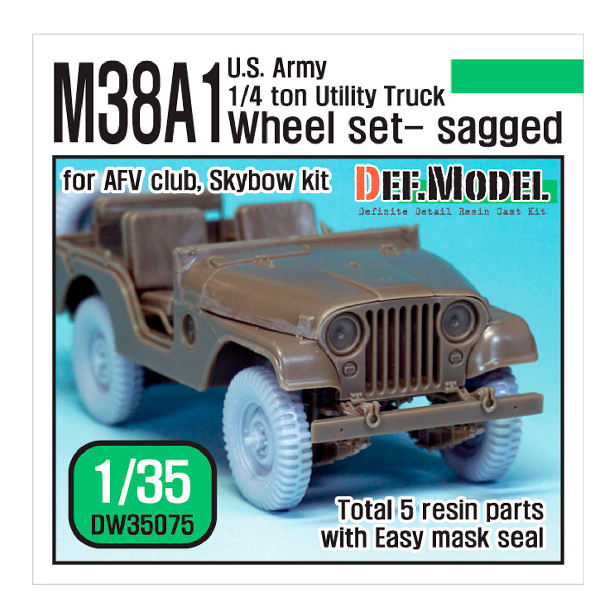 US M38A1 4X4 truck Sagged Wheel set (for AFV club 1/35)