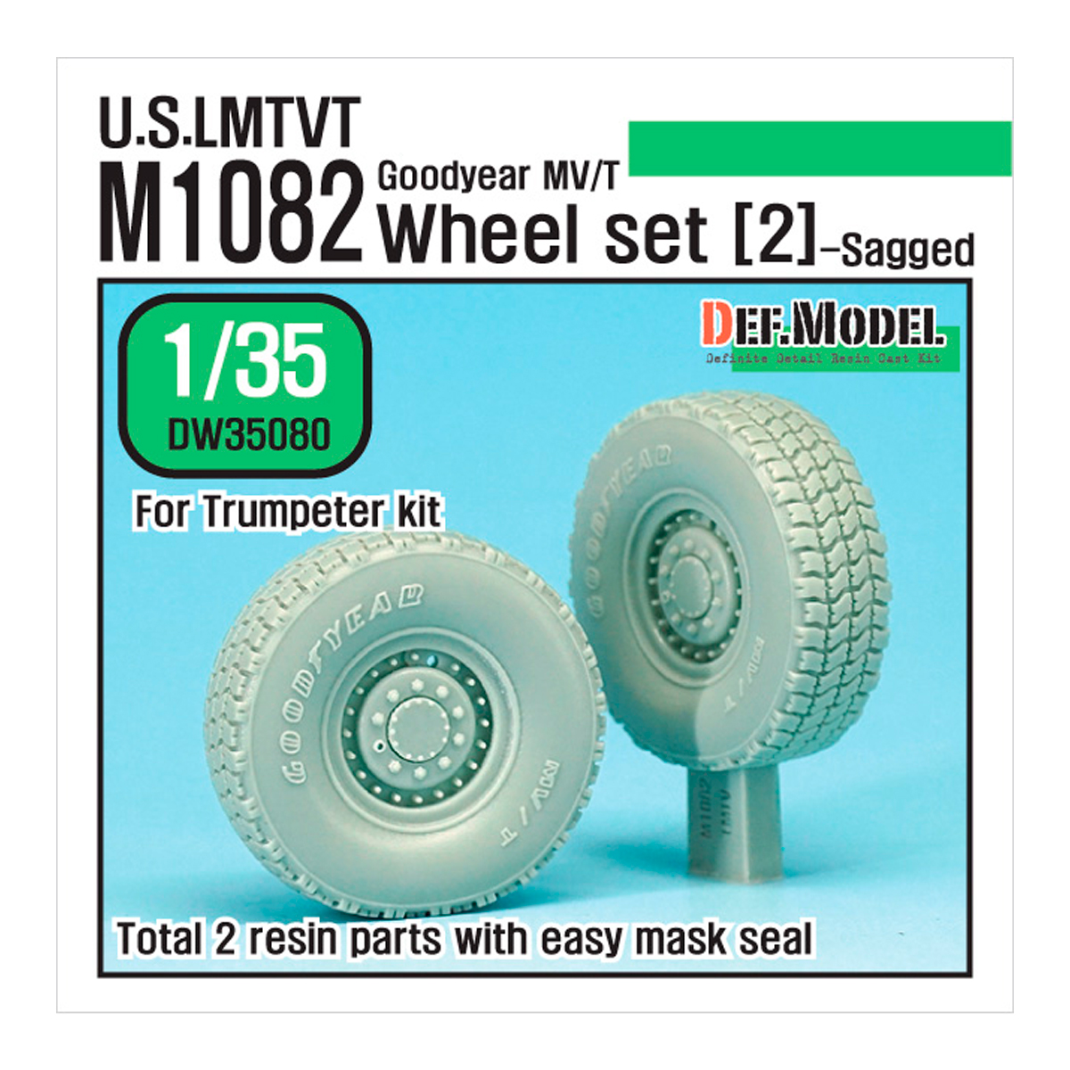 US M1082 LMTVT GY Sagged Wheel set-2 (for Trumpeter 1/35)
