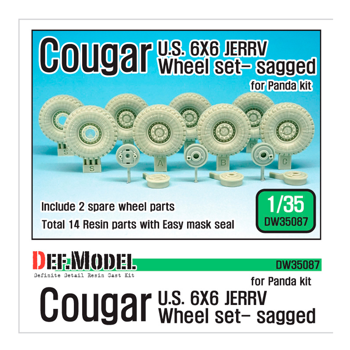U.S. Cougar 6X6 JERRV Sagged Wheel set – 2 Spare wheel (for Panda 1/35)