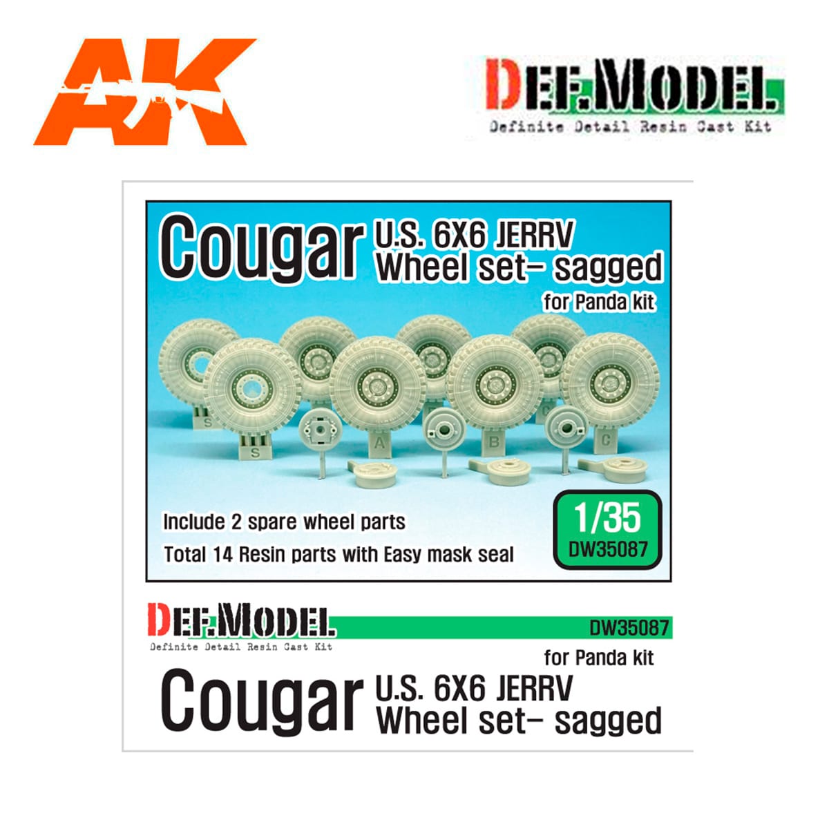 U.S. Cougar 6X6 JERRV Sagged Wheel set – 2 Spare wheel (for Panda 1/35)