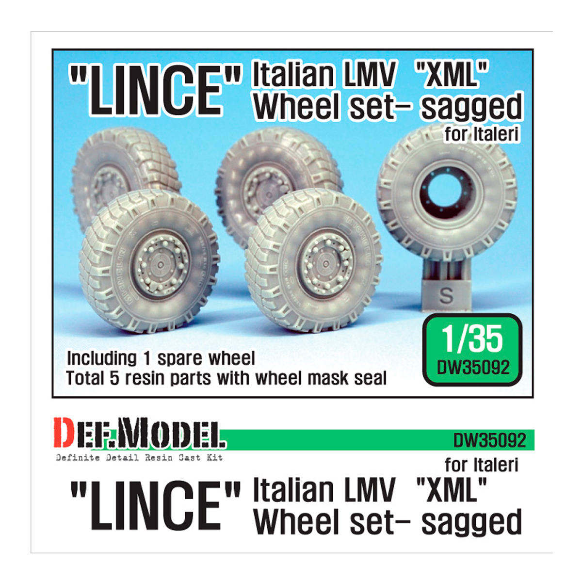 Italian LMV Lince «XML» Sagged Wheel set (for Italeri 1/35)