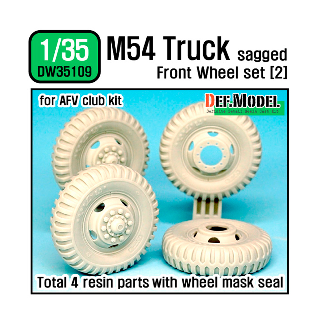 US M54A2 Cargo Truck Sagged Front wheel set)2)- Military type( for AFV club 1/35)
