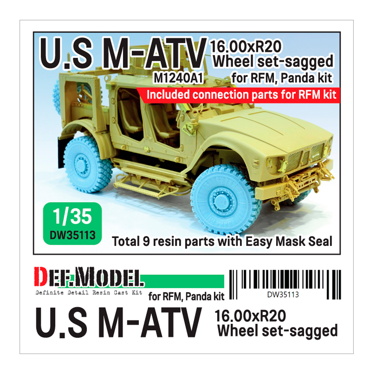 US M1240A1 M-atv Sagged wheel set ( for RFM 1/35)