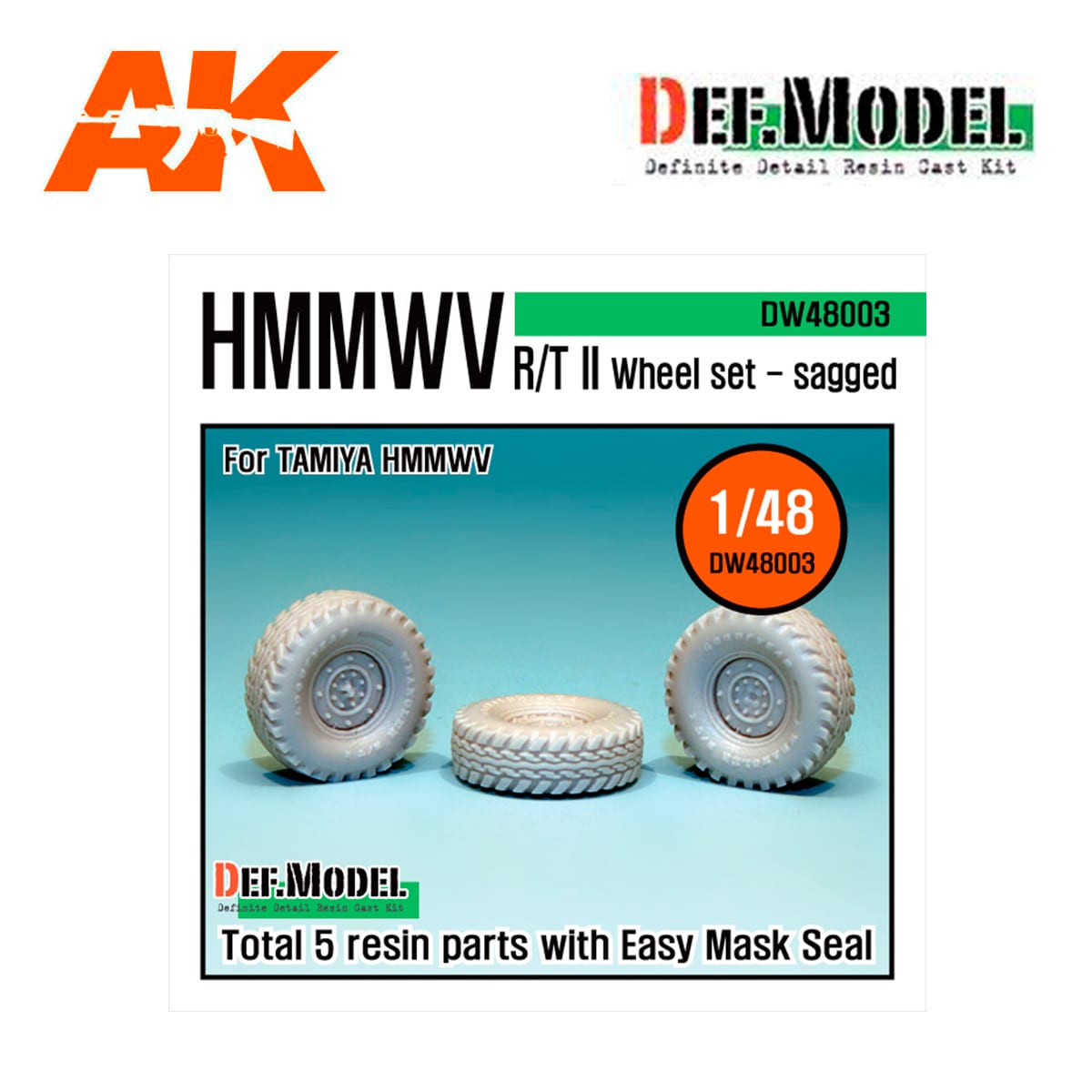 HMMWV RT/II Sagged Wheel set (for Tamiya 1/48)
