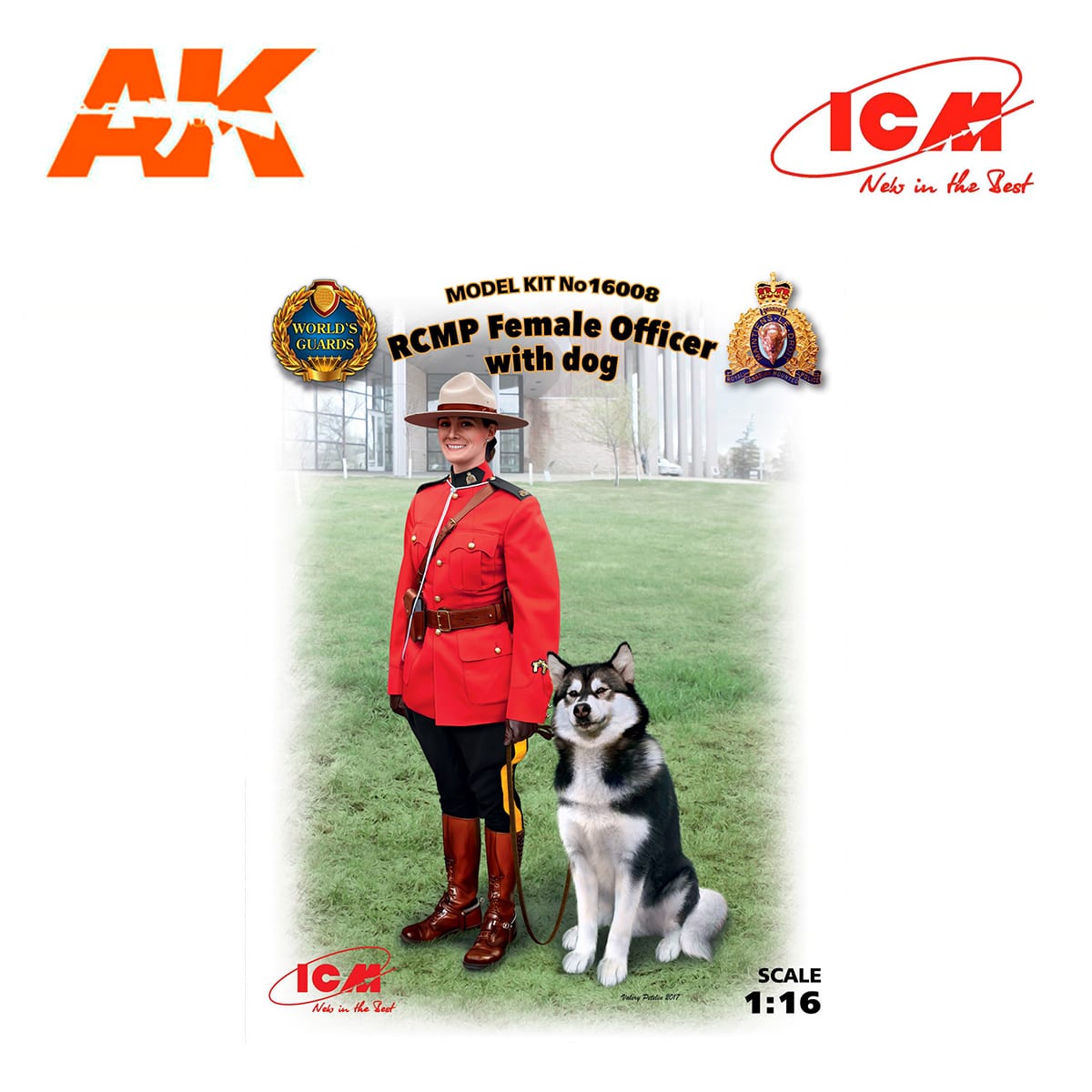 RCMP Female Officer with dog (100% new molds) 1/16