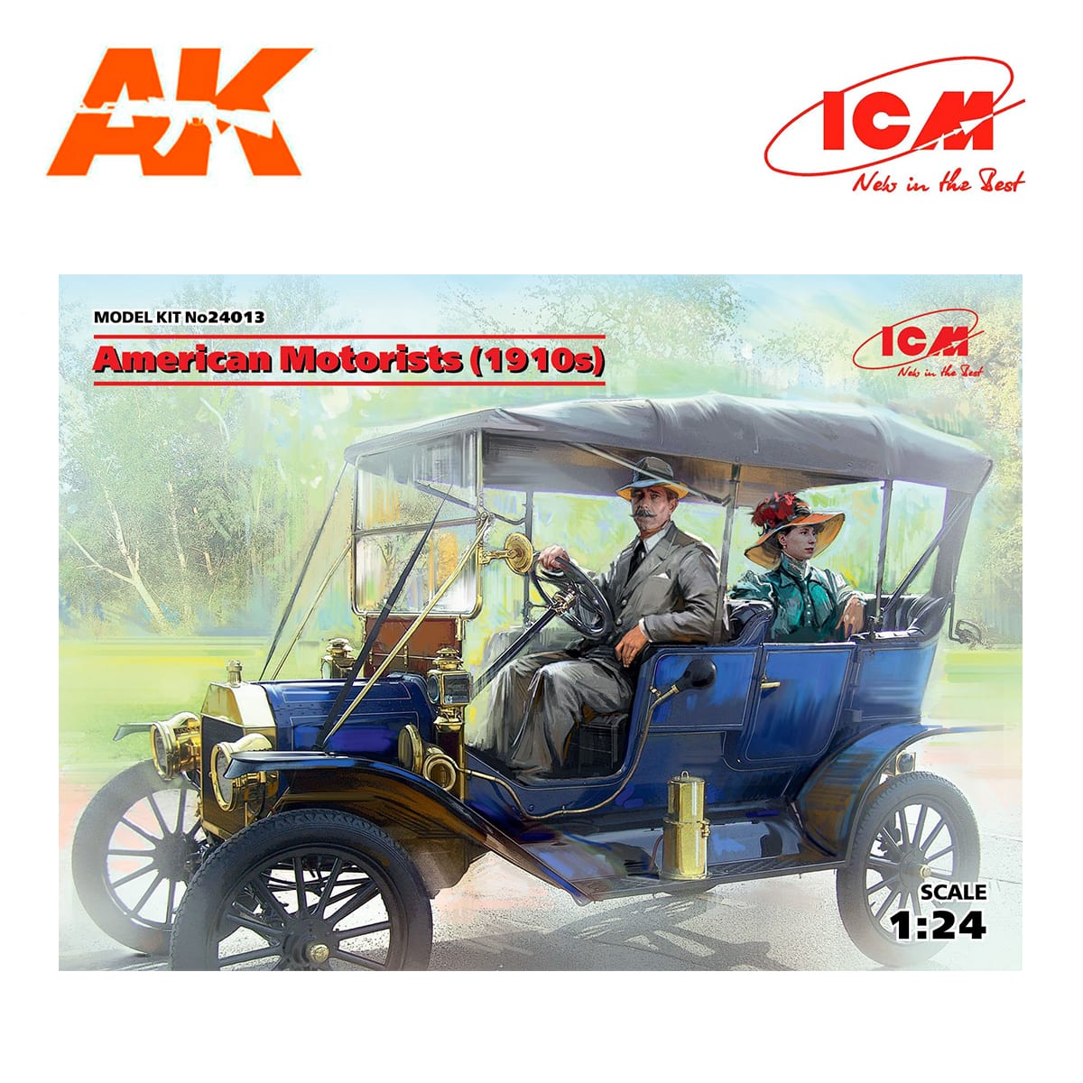 1 Male, 1 Female Figures American Sport Car Drivers 1:24 Model Kit ICM 1910s