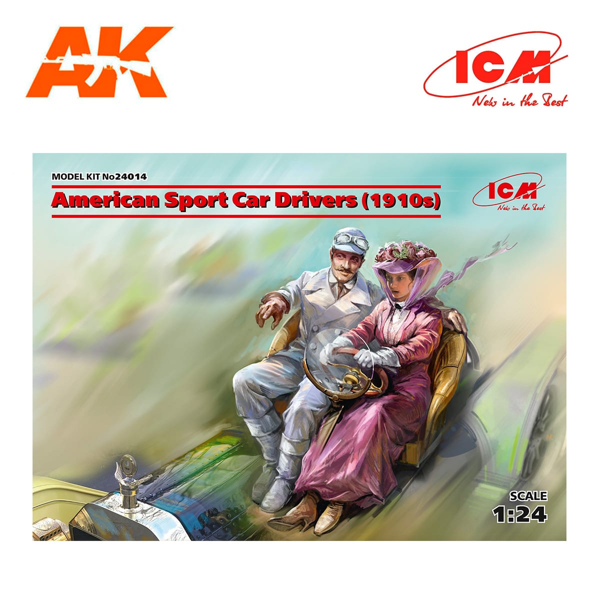 American Sport Car Drivers (1910s) (1 male, 1 female figures) (100% new molds) 1/24
