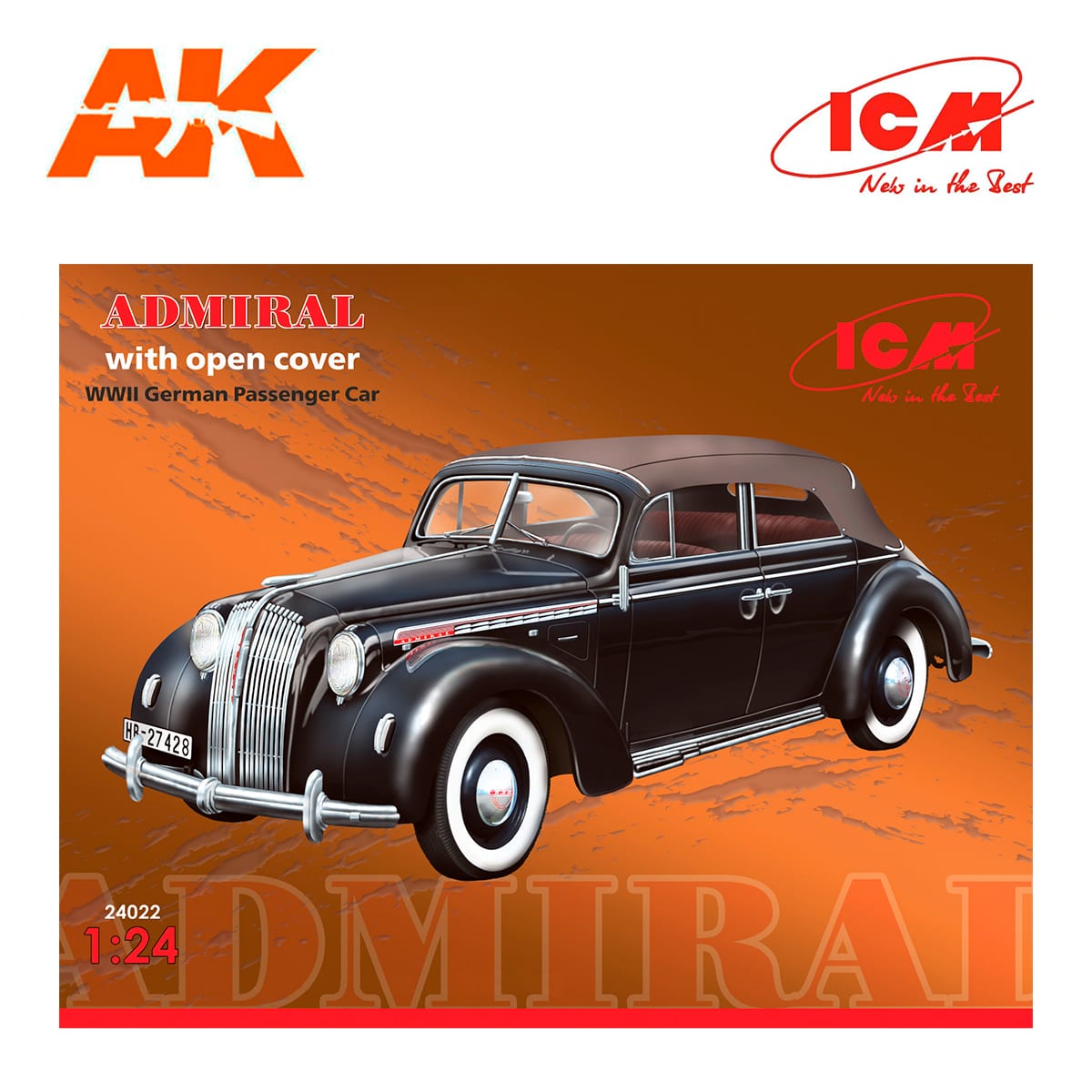 ICM 24022 Admiral Cabriolet With Open Cover WWII German Passenger Car 1/24 for sale online 